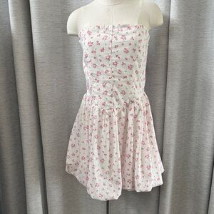 Floral Pink Strapless Kids Dress